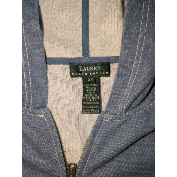 Ralph Lauren Jacket Women's 2X Full Zip Light Blue Hooded Old Money Green Label - Picture 4 of 9